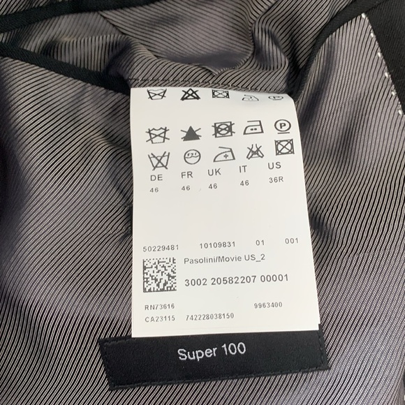 BOSS Hugo Boss Black Virgin Wool Sport Coat Pasolini/Movie US_2 36R Super100 USA - Picture 7 of 16